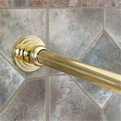 Dynasty Hardware DYN-SR72-PB Solid Brass 72 in.; Polished Brass 1 in. Diameter Shower Curtain Rod And Mountain Brackets
