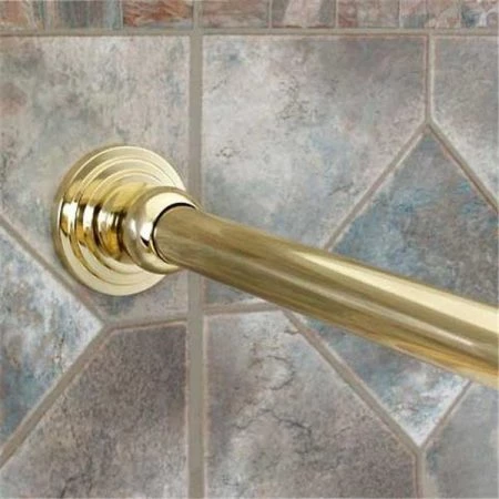 Dynasty Hardware DYN-SR72-PB Solid Brass 72 in.; Polished Brass 1 in. Diameter Shower Curtain Rod And Mountain Brackets