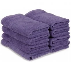 Superior Egyptian Cotton 8-Piece Hand Towel Set Royal Purple