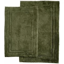 Cotton 2-Piece Bath Rug Set Forest Green