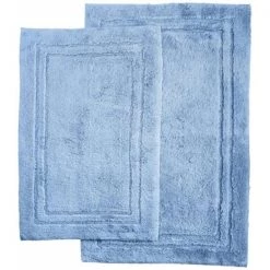 Superior Cotton 2-Piece Bath Rug Set Light Blue