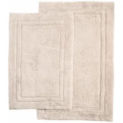 Cotton 2-Piece Bath Rug Set Stone
