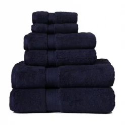 Superior 900GSM Combed Cotton 6-Piece Towel Set Navy Blue
