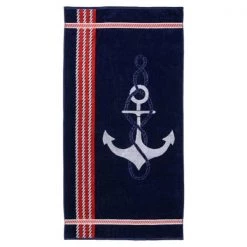 Superior BEACH-ANCHOR-RED Superior Collection Luxurious Oversized Jacquard Cotton Beach Towels – Anchor