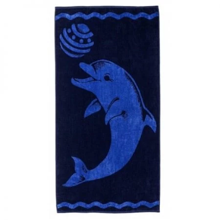 Superior BEACH-PLAYDOLP-BLUE Superior Collection Luxurious Oversized Jacquard Cotton Beach Towels - Playing Dolphin