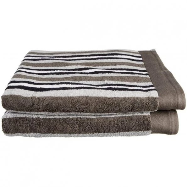 Superior ST BTOWEL CL Superior Collection Luxurious Stripes 100% Cotton 2-Piece Bath Towel Set-Charcoal