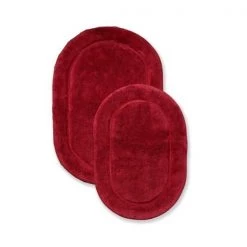 Superior BATHRUG-OV2PC-BG Cotton Oval Bath Rug Set – Burgundy; 2 Pieces