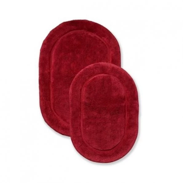 Superior BATHRUG-OV2PC-BG Cotton Oval Bath Rug Set – Burgundy; 2 Pieces