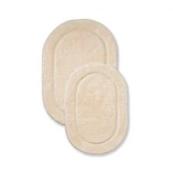 Superior BATHRUG-OV2PC-IV Cotton Oval Bath Rug Set – Ivory; 2 Pieces