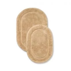 Superior BATHRUG-OV2PC-TP Cotton Oval Bath Rug Set - Taupe; 2 Pieces