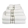 Superior 900GSM-H 6PC SET LA 900 Gsm Egyptian Cotton Towel Set - White With Latte Border; 6 Pieces