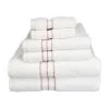 Superior 900GSM-H 6PC SET TR 900 Gsm Egyptian Cotton Towel Set - White With Tea Rose Border; 6 Pieces