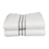 Superior 900GSM-H BTOWEL CL 900 Gsm Egyptian Cotton Bath Towel Set - White With Charcoal Border; 2 Pieces