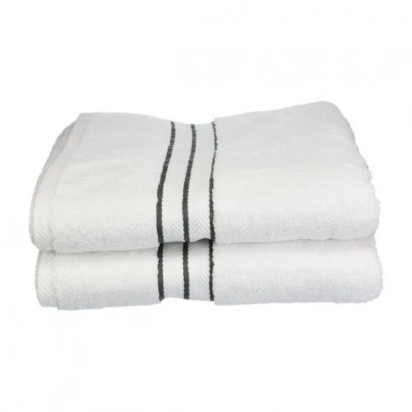 Superior 900GSM-H BTOWEL CL 900 Gsm Egyptian Cotton Bath Towel Set - White With Charcoal Border; 2 Pieces 1 Superior 900GSM-H BTOWEL CL 900 Gsm Egyptian Cotton Bath Towel Set – White With Charcoal Border; 2 Pieces