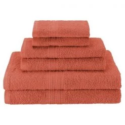 Superior EF-6 PC SET CO Eco-Friendly 100 Percent Ringspun Cotton Towel Set - Coral; 6 Pieces