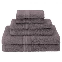 Superior EF-6 PC SET GH Eco-Friendly 100 Percent Ringspun Cotton Towel Set – Graphite; 6 Pieces
