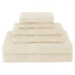 Superior EF-6 PC SET IV Eco-Friendly 100 Percent Ringspun Cotton Towel Set – Ivory; 6 Pieces