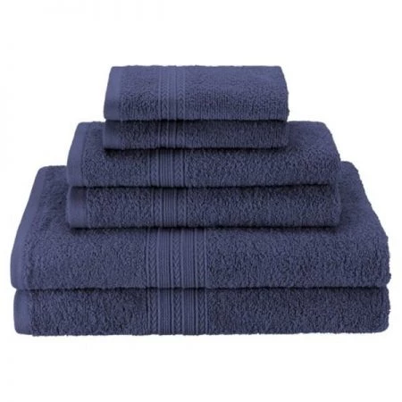 Superior EF-6 PC SET NB Eco-Friendly 100 Percent Ringspun Cotton Towel Set - Navy Blue; 6 Pieces