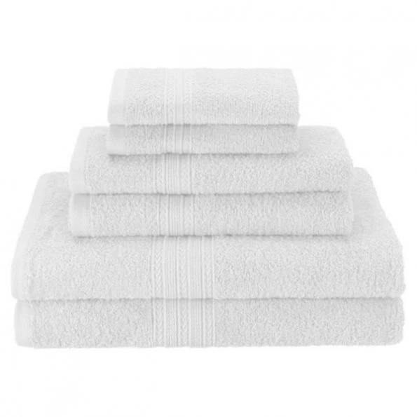 Superior EF-6 PC SET WH Eco-Friendly 100 Percent Ringspun Cotton Towel Set – White; 6 Pieces