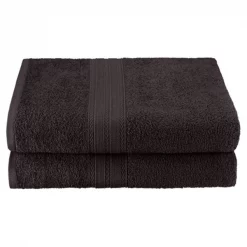 Superior EF-BSHEET BK Eco-Friendly 100 Percent Ringspun Cotton Bath Sheet Towel Set - Black; 2 Pieces