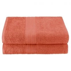 Superior EF-BSHEET CO Eco-Friendly 100 Percent Ringspun Cotton Bath Sheet Towel Set – Coral; 2 Pieces