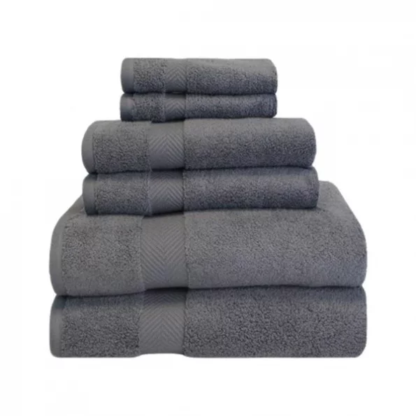 Superior ZT 6 PC SET GR Zero Twist Cotton Towel Set – Grey; 6 Pieces