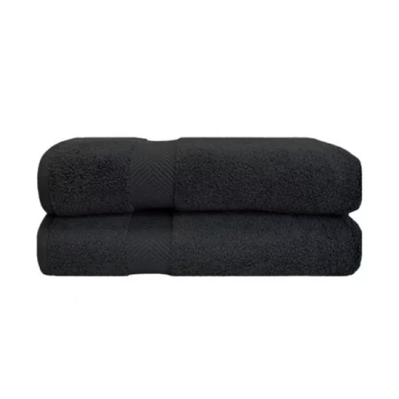 Superior ZT BTOWEL BK Zero Twist Cotton Bath Towel Set - Black; 2 Pieces