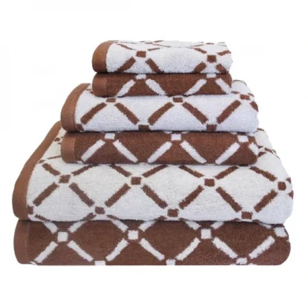 Superior DIA 6PC SET CHCR 550 Gsm Diamond Cotton Towel Set - Chocolate & Cream; 6 Pieces