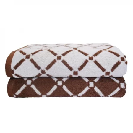 Superior DIA BTOWEL CHCR 550 Gsm Diamond Cotton Bath Towel Set - Chocolate & Cream; 2 Pieces