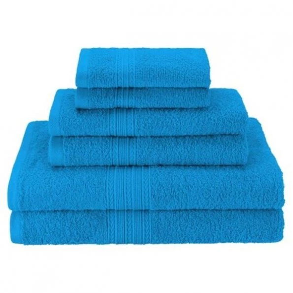 Superior EF-HAND AB Eco-Friendly 100 Percent Ringspun Cotton Hand Towel Set – Aster Blue; 6 Pieces