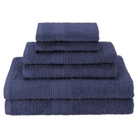 Superior EF-HAND NB Eco-Friendly 100 Percent Ringspun Cotton Hand Towel Set - Navy Blue; 6 Pieces