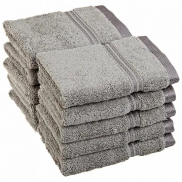 Superior Egyptian Cotton 10-Piece Face Towel Set Silver 1 Superior Egyptian Cotton 10-Piece Face Towel Set Silver