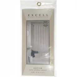 Excell 70in. X 72in. Clear Luxury Glitter PEVA Shower Curtain 1ME-40O-470-960