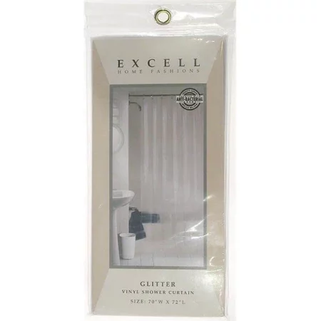Excell 70in. X 72in. Clear Luxury Glitter PEVA Shower Curtain 1ME-40O-470-960