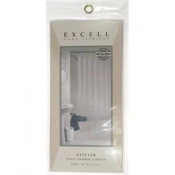 Excell 70in. X 72in. Clear Luxury Glitter PEVA Shower Curtain 1ME-40O-470-960