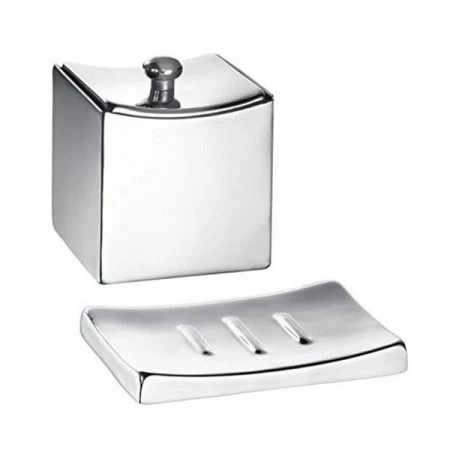 Kraftware Corp 14702 Monaco Brushed Soap Dish & Accessory Jar; Set of 2