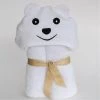 Little Ashkim BHTB001 Baby Bear Hooded Bamboo Turkish Towel - White; 0-24 Months