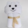Little Ashkim BHTB002 Little Kid Bear Hooded Bamboo Turkish Towel - White; 2T-5T