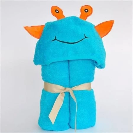 Little Ashkim BHTA002 Little Kid Alien Hooded Bamboo Turkish Towel - Turquoise; 2T-5T