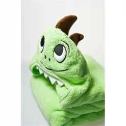 Little Ashkim HTD002 Toddler Dino Hooded Turkish Towel - Green; 2 Years-5 Years