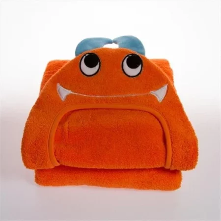 Little Ashkim HTM002 Toddler Monster Hooded Turkish Towel - Orange; 2 Years-5 Years