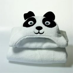 Little Ashkim HTP001 Baby Panda Hooded Turkish Towel – White; 0-24 Months