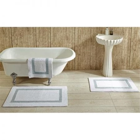 Better Trends BAHO1724WHBL Hotel Collection Bathrug; White & Blue - 17 x 24 in. Set of 2