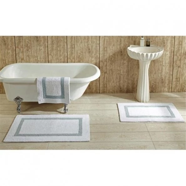 Better Trends BAHO1724WHBL Hotel Collection Bathrug; White & Blue – 17 x 24 in. Set of 2