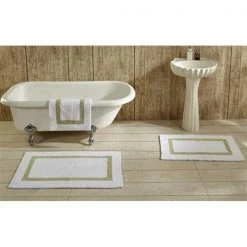 Better Trends BAHO2440WHSA Hotel Collection Bathrug; White & Sage – 24 x 40 in. Set of 2