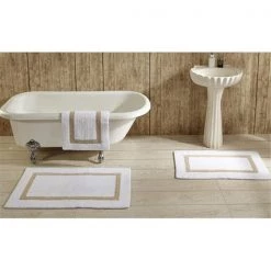 Better Trends BAHO1724WHSD Hotel Collection Bathrug; White & Sand – 17 x 24 in. Set of 2
