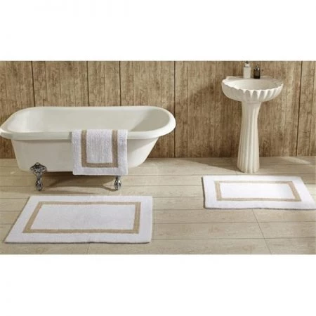Better Trends BAHO1724WHSD Hotel Collection Bathrug; White & Sand - 17 x 24 in. Set of 2