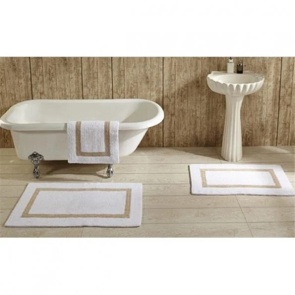 Better Trends BAHO2440WHSD Hotel Collection Bathrug; White & Sand – 24 x 40 in.