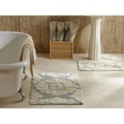 Better Trends 2PC2134BLNA Medallion Bathrug; Blue & Natural – 21 x 34 in. 2 Pieces