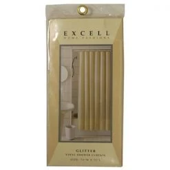 1ME-040O0-0470-280 70 x 72 in. Ecru Glitter Shower Curtain; Light Tan